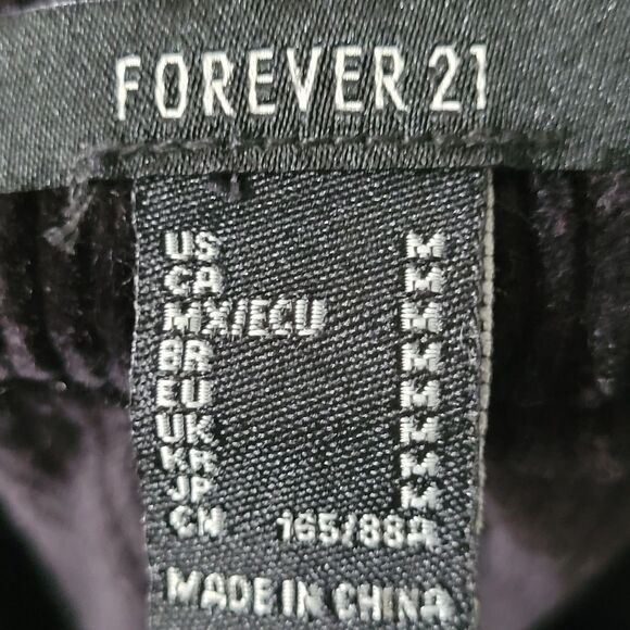 Forever 21 Corduroy Overall Dress Womens M Black Silver Accented Buttons - Picture 8 of 10